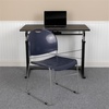 image:imageFlash Furniture HERCULES Series 880 lb Capacity Black UltraCompact Stack Chair with Chrome FrameNavy PlasticSilver Frame