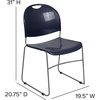 image:imageFlash Furniture HERCULES Series 880 lb Capacity Black UltraCompact Stack Chair with Chrome FrameNavy PlasticSilver Frame