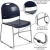 image:imageFlash Furniture HERCULES Series 880 lb Capacity Black UltraCompact Stack Chair with Chrome FrameNavy PlasticSilver Frame