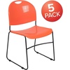 image:imageFlash Furniture HERCULES Series 880 lb Capacity Black UltraCompact Stack Chair with Chrome FrameOrange PlasticBlack Frame