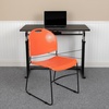 image:imageFlash Furniture HERCULES Series 880 lb Capacity Black UltraCompact Stack Chair with Chrome FrameOrange PlasticBlack Frame
