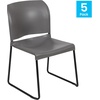 image:imageFlash Furniture HERCULES Series 880 lb Capacity Gray Full Back Contoured Stack Chair with Black Powder Coated Sled BaseGrey