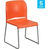 image:imageFlash Furniture HERCULES Series 880 lb Capacity Gray Full Back Contoured Stack Chair with Black Powder Coated Sled BaseOrange