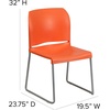 image:imageFlash Furniture HERCULES Series 880 lb Capacity Gray Full Back Contoured Stack Chair with Black Powder Coated Sled BaseOrange