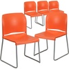 image:imageFlash Furniture HERCULES Series 880 lb Capacity Gray Full Back Contoured Stack Chair with Black Powder Coated Sled BaseOrange