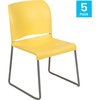 image:imageFlash Furniture HERCULES Series 880 lb Capacity Gray Full Back Contoured Stack Chair with Black Powder Coated Sled BaseYellow