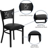 image:imageFlash Furniture HERCULES Series Black Coffee Back Metal Restaurant Chair  Cherry Wood SeatBlack Vinyl SeatBlack Metal Frame