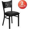 image:imageFlash Furniture HERCULES Series Black Coffee Back Metal Restaurant Chair  Cherry Wood SeatBlack Vinyl SeatBlack Metal Frame