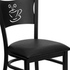 image:imageFlash Furniture HERCULES Series Black Coffee Back Metal Restaurant Chair  Cherry Wood SeatBlack Vinyl SeatBlack Metal Frame