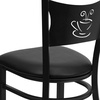 image:imageFlash Furniture HERCULES Series Black Coffee Back Metal Restaurant Chair  Cherry Wood SeatBlack Vinyl SeatBlack Metal Frame
