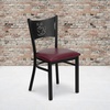 image:imageFlash Furniture HERCULES Series Black Coffee Back Metal Restaurant Chair  Cherry Wood SeatBurgundy Vinyl SeatBlack Metal Frame