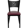image:imageFlash Furniture HERCULES Series Black Coffee Back Metal Restaurant Chair  Cherry Wood SeatBurgundy Vinyl SeatBlack Metal Frame