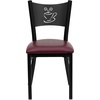 image:imageFlash Furniture HERCULES Series Black Coffee Back Metal Restaurant Chair  Cherry Wood SeatBurgundy Vinyl SeatBlack Metal Frame