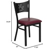 image:imageFlash Furniture HERCULES Series Black Coffee Back Metal Restaurant Chair  Cherry Wood SeatBurgundy Vinyl SeatBlack Metal Frame