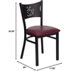 image:imageFlash Furniture HERCULES Series Black Coffee Back Metal Restaurant Chair  Cherry Wood SeatBurgundy Vinyl SeatBlack Metal Frame