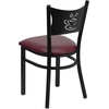 image:imageFlash Furniture HERCULES Series Black Coffee Back Metal Restaurant Chair  Cherry Wood SeatBurgundy Vinyl SeatBlack Metal Frame