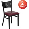 image:imageFlash Furniture HERCULES Series Black Coffee Back Metal Restaurant Chair  Cherry Wood SeatBurgundy Vinyl SeatBlack Metal Frame