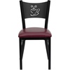 image:imageFlash Furniture HERCULES Series Black Coffee Back Metal Restaurant Chair  Cherry Wood SeatBurgundy Vinyl SeatBlack Metal Frame