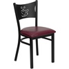 image:imageFlash Furniture HERCULES Series Black Coffee Back Metal Restaurant Chair  Cherry Wood SeatBurgundy Vinyl SeatBlack Metal Frame