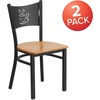 image:imageFlash Furniture HERCULES Series Black Coffee Back Metal Restaurant Chair  Cherry Wood SeatNatural Wood SeatBlack Metal Frame