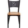 image:imageFlash Furniture HERCULES Series Black Coffee Back Metal Restaurant Chair  Cherry Wood SeatNatural Wood SeatBlack Metal Frame