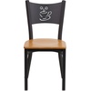 image:imageFlash Furniture HERCULES Series Black Coffee Back Metal Restaurant Chair  Cherry Wood SeatNatural Wood SeatBlack Metal Frame