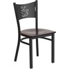 image:imageFlash Furniture HERCULES Series Black Coffee Back Metal Restaurant Chair  Cherry Wood SeatWalnut Wood SeatBlack Metal Frame