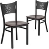 image:imageFlash Furniture HERCULES Series Black Coffee Back Metal Restaurant Chair  Cherry Wood SeatWalnut Wood SeatBlack Metal Frame