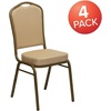image:imageFlash Furniture HERCULES Series Crown Back Stacking Banquet Chair in Navy Blue Dot Patterned Fabric  Gold Vein FrameBeige Patterned FabricGold Frame