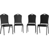 image:imageFlash Furniture HERCULES Series Crown Back Stacking Banquet Chair in Navy Blue Dot Patterned Fabric  Gold Vein FrameBlack VinylBlack Frame