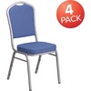 image:imageFlash Furniture HERCULES Series Crown Back Stacking Banquet Chair in Navy Blue Dot Patterned Fabric  Gold Vein FrameBlue FabricSilver Frame