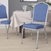 image:imageFlash Furniture HERCULES Series Crown Back Stacking Banquet Chair in Navy Blue Dot Patterned Fabric  Gold Vein FrameBlue FabricSilver Frame