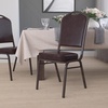 image:imageFlash Furniture HERCULES Series Crown Back Stacking Banquet Chair in Navy Blue Dot Patterned Fabric  Gold Vein FrameBrown VinylCopper Vein Frame