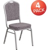 image:imageFlash Furniture HERCULES Series Crown Back Stacking Banquet Chair in Navy Blue Dot Patterned Fabric  Gold Vein FrameHerringbone FabricSilver Frame
