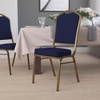 image:imageFlash Furniture HERCULES Series Crown Back Stacking Banquet Chair in Navy Blue Dot Patterned Fabric  Gold Vein FrameNavy Blue Patterned FabricGold Frame