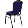 image:imageFlash Furniture HERCULES Series Crown Back Stacking Banquet Chair in Navy Blue Dot Patterned Fabric  Gold Vein FrameNavy Blue Patterned FabricGold Vein Frame