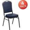 image:imageFlash Furniture HERCULES Series Crown Back Stacking Banquet Chair in Navy Blue Dot Patterned Fabric  Gold Vein FrameNavy VinylSilver Vein Frame