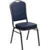 image:imageFlash Furniture HERCULES Series Crown Back Stacking Banquet Chair in Navy Blue Dot Patterned Fabric  Gold Vein FrameNavy VinylSilver Vein Frame