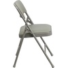 image:imageFlash Furniture HERCULES Series Curved Triple Braced amp Double Hinged Beige Vinyl Metal Folding ChairGray VinylGray Frame