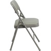 image:imageFlash Furniture HERCULES Series Curved Triple Braced amp Double Hinged Beige Vinyl Metal Folding ChairGray VinylGray Frame