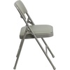 image:imageFlash Furniture HERCULES Series Curved Triple Braced amp Double Hinged Beige Vinyl Metal Folding ChairGray VinylGray Frame