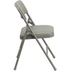 image:imageFlash Furniture HERCULES Series Curved Triple Braced amp Double Hinged Beige Vinyl Metal Folding ChairGray VinylGray Frame