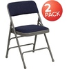 image:imageFlash Furniture HERCULES Series Curved Triple Braced amp Double Hinged Beige Vinyl Metal Folding ChairNavy FabricGray Frame