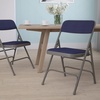 image:imageFlash Furniture HERCULES Series Curved Triple Braced amp Double Hinged Beige Vinyl Metal Folding ChairNavy FabricGray Frame