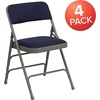 image:imageFlash Furniture HERCULES Series Curved Triple Braced amp Double Hinged Beige Vinyl Metal Folding ChairNavy FabricGray Frame