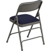 image:imageFlash Furniture HERCULES Series Curved Triple Braced amp Double Hinged Beige Vinyl Metal Folding ChairNavy FabricGray Frame