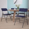 image:imageFlash Furniture HERCULES Series Curved Triple Braced amp Double Hinged Beige Vinyl Metal Folding ChairNavy FabricGray Frame