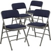 image:imageFlash Furniture HERCULES Series Curved Triple Braced amp Double Hinged Beige Vinyl Metal Folding ChairNavy FabricGray Frame