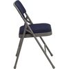 image:imageFlash Furniture HERCULES Series Curved Triple Braced amp Double Hinged Beige Vinyl Metal Folding ChairNavy FabricGray Frame