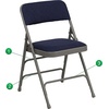 image:imageFlash Furniture HERCULES Series Curved Triple Braced amp Double Hinged Beige Vinyl Metal Folding ChairNavy FabricGray Frame